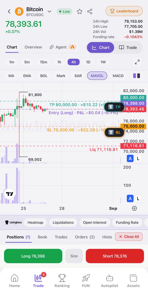 Take Profit and Stop Loss handles on the chart