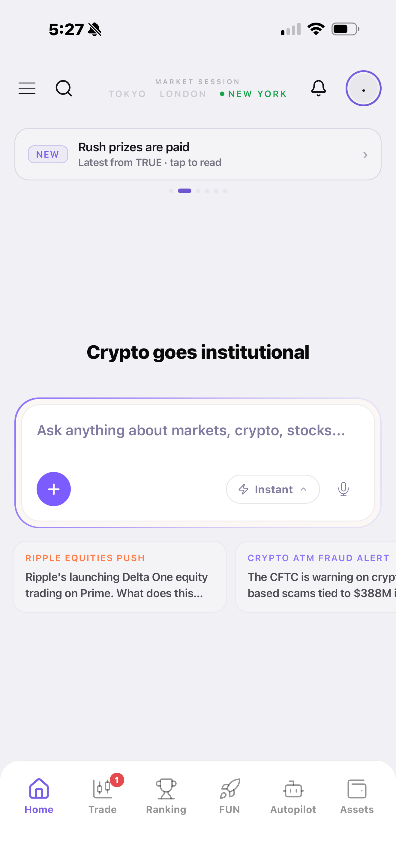 The new home screen. Ask first, then what actually moved.